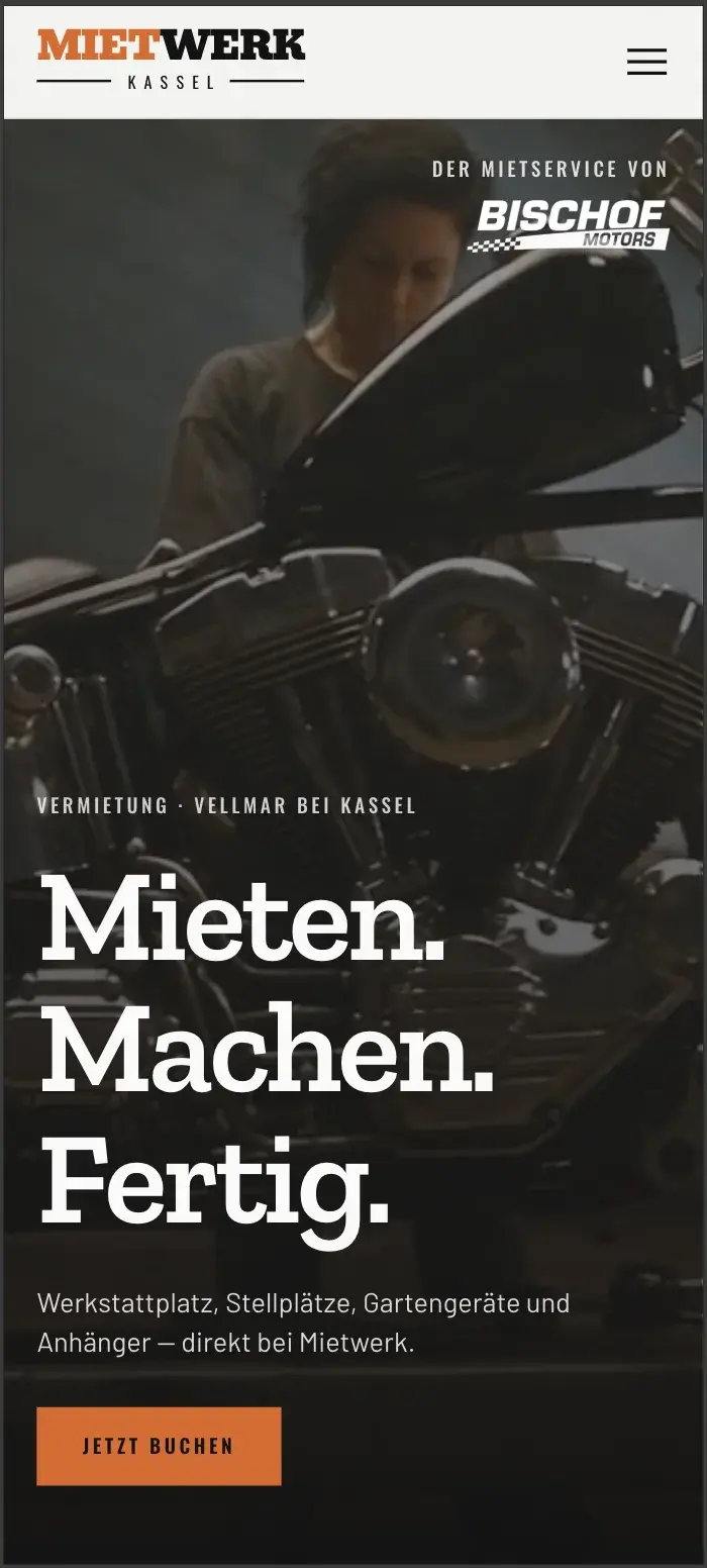 Die Mietwerk-Buchungsseite auf einem Handy